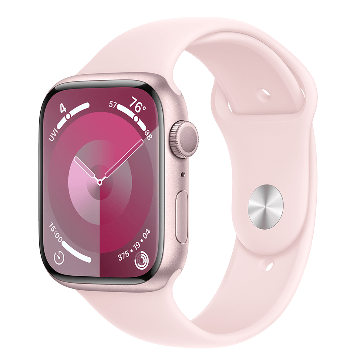 APPLE Watch Series 9 GPS 45mm Pink Aluminium Case με Light Pink Sport Band Medium/ Large Smartwatch - 2