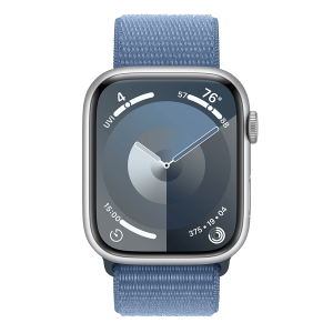 APPLE Watch Series 9 GPS 45mm Silver Aluminium Case με Winter Blue Sport Loop Smartwatch