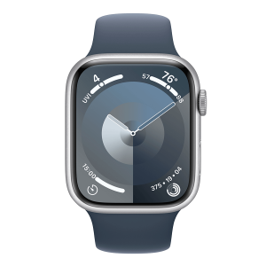 APPLE Watch Series 9 GPS 41mm Silver Aluminium Case με Storm Blue Sport Band Medium/ Large Smartwatch