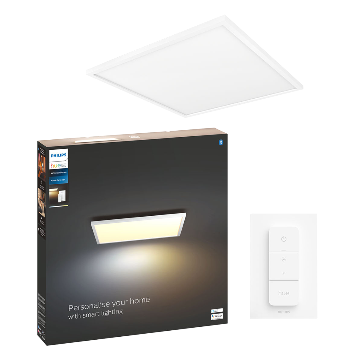 PHILIPS Hue White Ambiance Έξυπνο Φωτιστικό Οροφής Aurelle Square Panel Light 46.5W + Hue Διακόπτης Dimmer