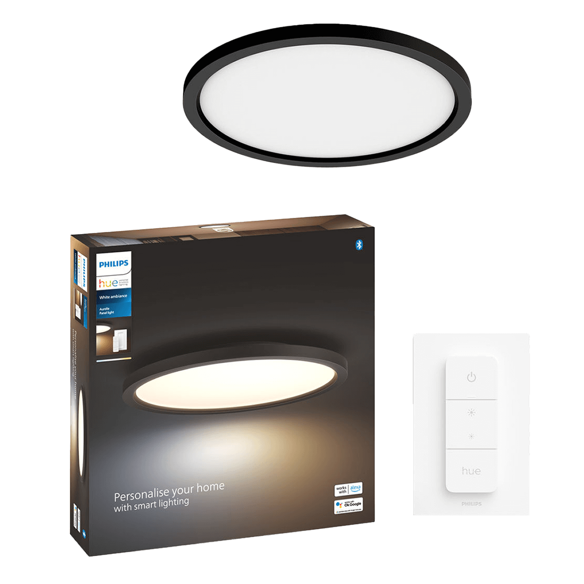 PHILIPS Hue White Ambiance Έξυπνο Φωτιστικό Οροφής Aurelle Round Panel Light 21W + Hue Διακόπτης Dimmer