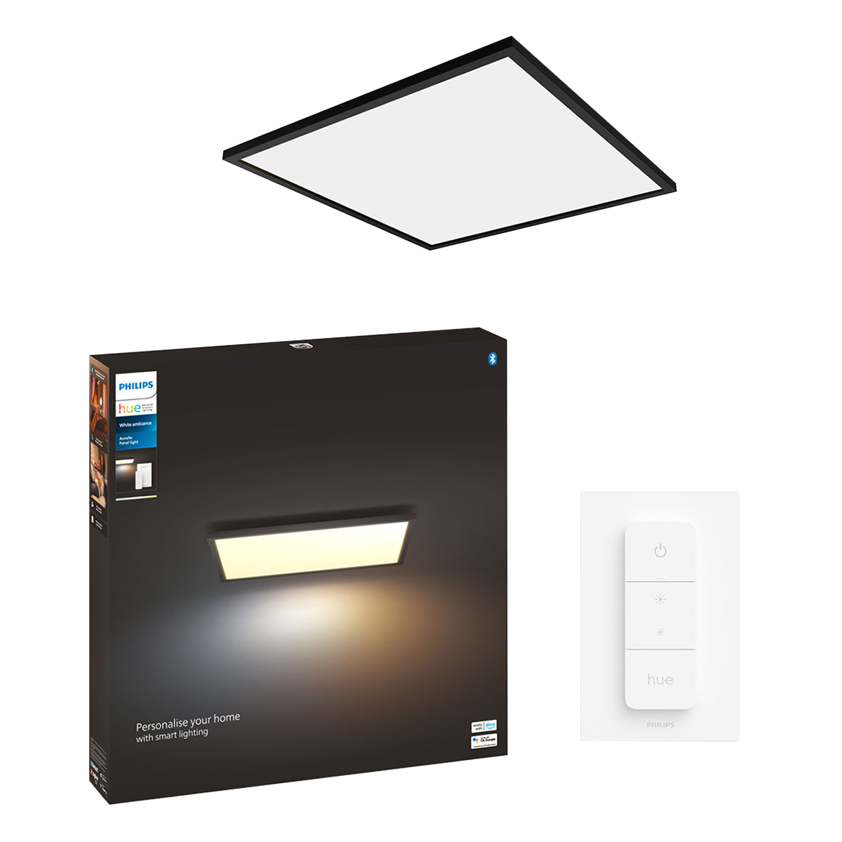 PHILIPS Hue White Ambiance Έξυπνο Φωτιστικό Οροφής Aurelle Square Panel Light 39W + Hue Διακόπτης Dimmer