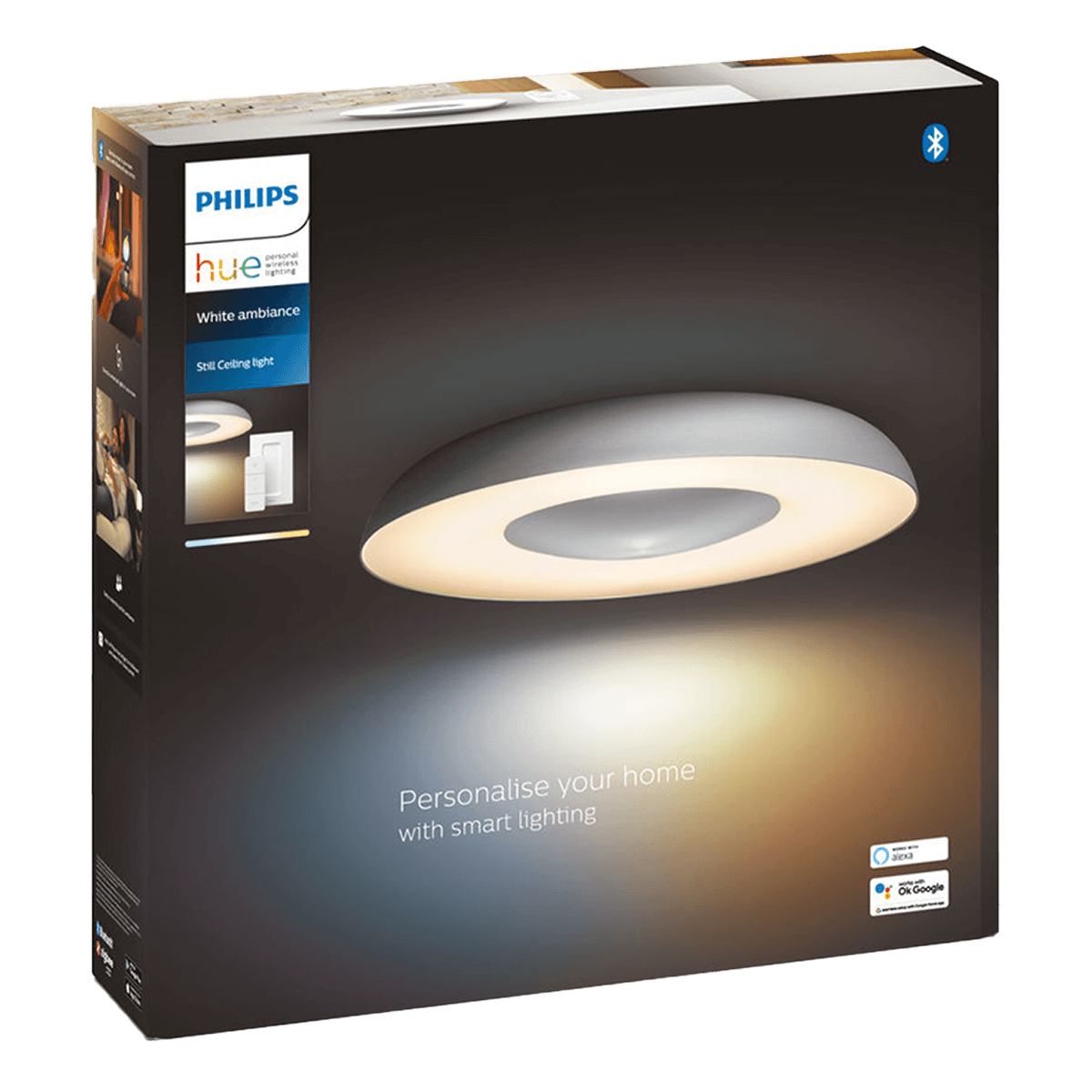 PHILIPS Hue White Ambiance Έξυπνο Φωτιστικό Οροφής Still Aluminium + Philips Hue Bridge + Διακόπτης Dimmer - 3