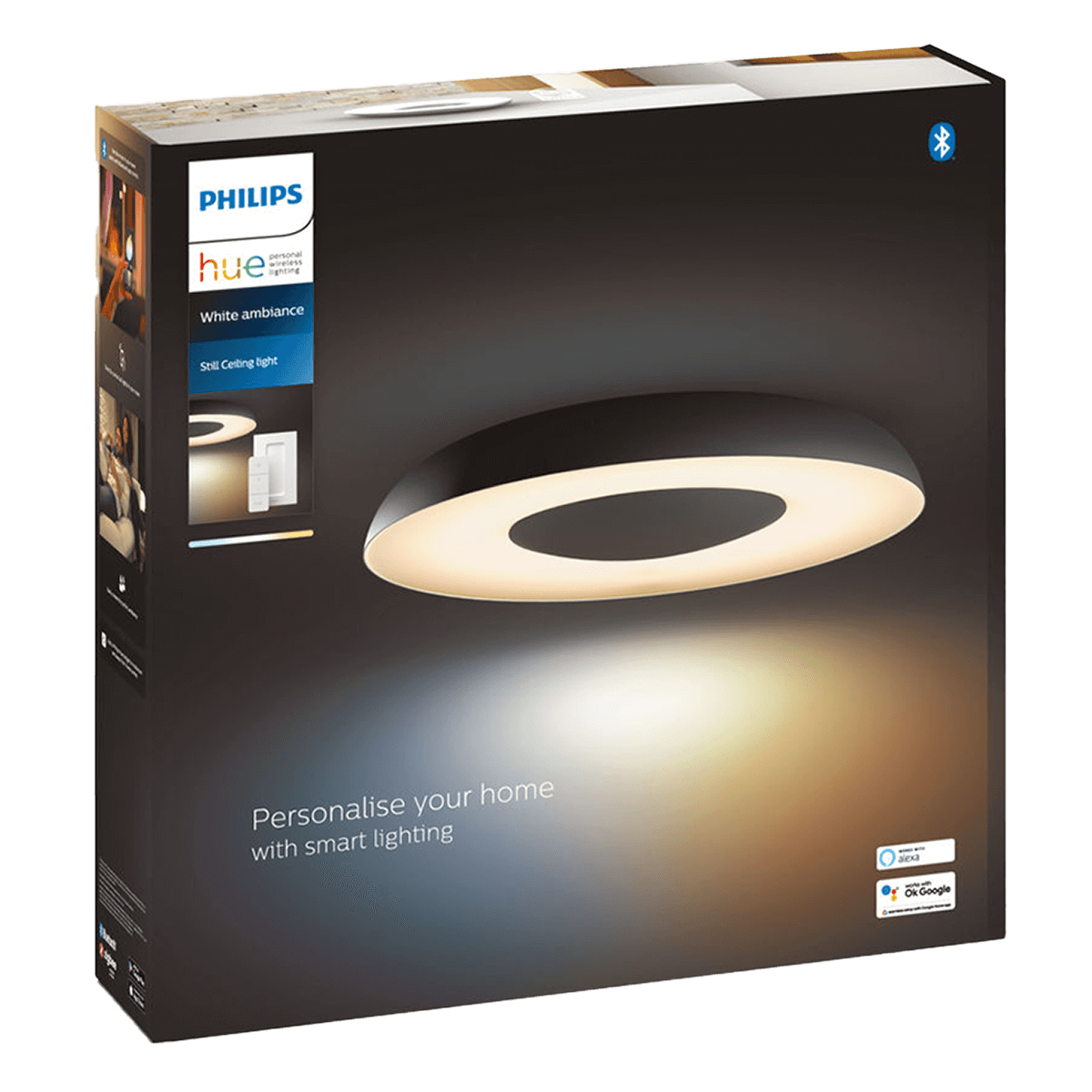 PHILIPS Hue White Ambiance Still Φωτιστικό Οροφής + Διακόπτης Dimmer Μαύρο - 4