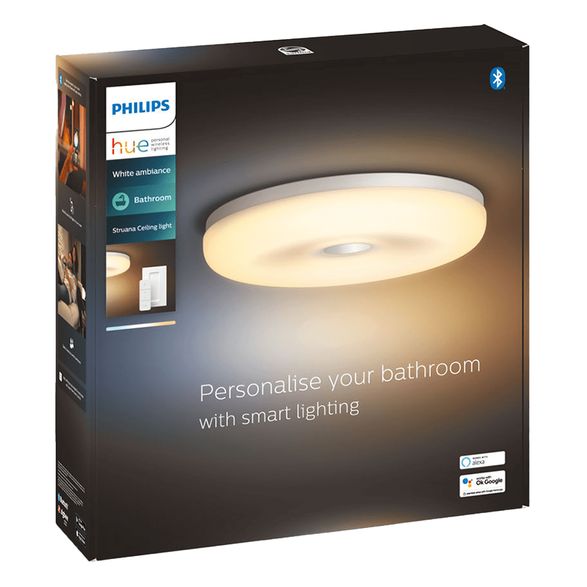 PHILIPS Hue White Ambiance Struana Bathroom Φωτιστικό Οροφής + Διακόπτης Dimmer Λευκό - 3