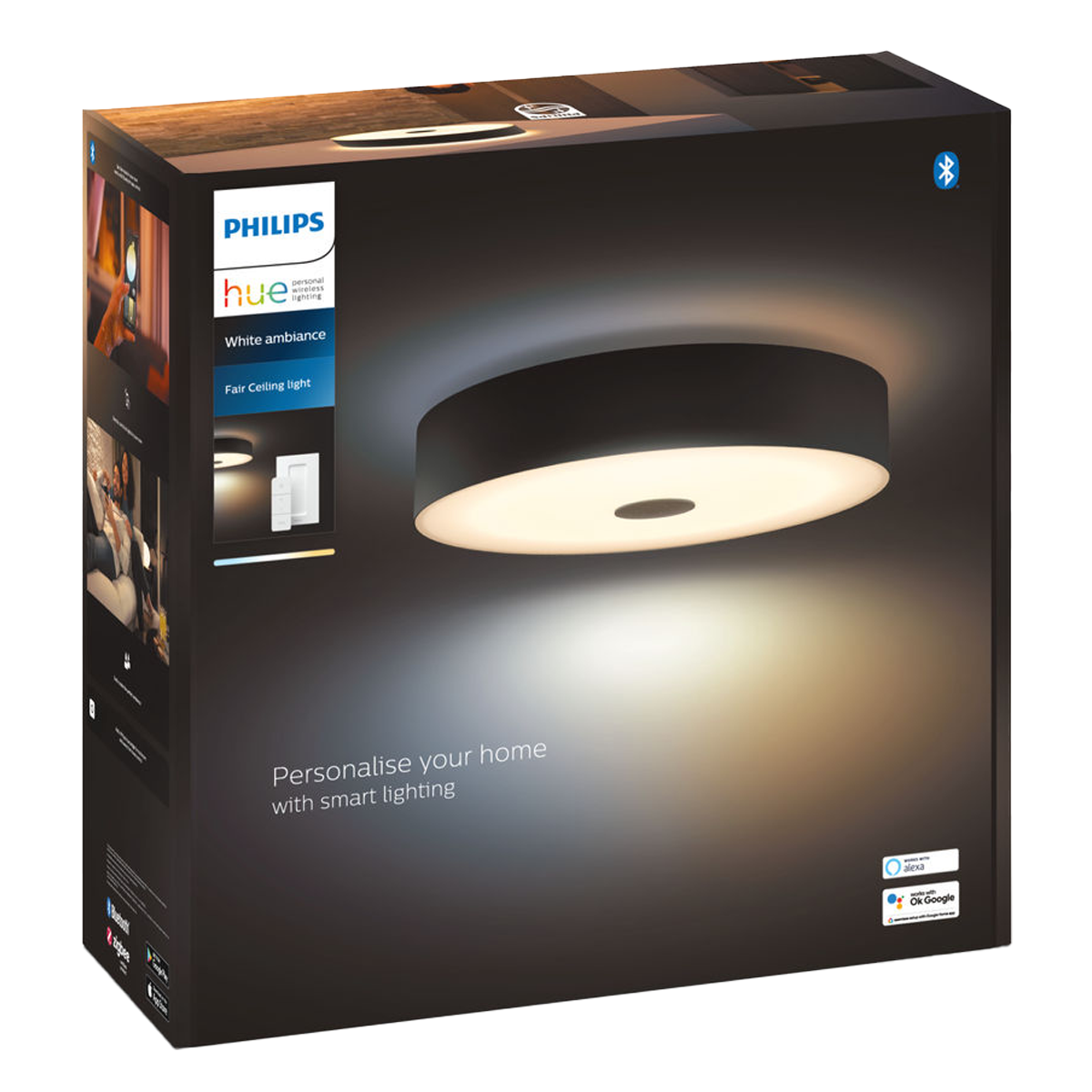 PHILIPS Hue White Ambiance Fair Φωτιστικό Οροφής + Διακόπτης Dimmer Μαύρο - 3