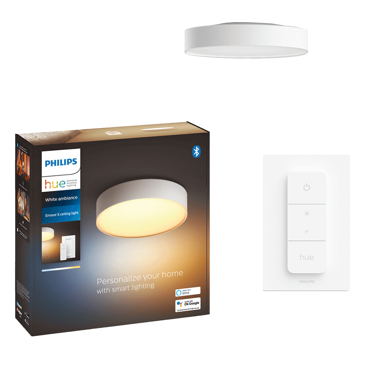 PHILIPS Hue White Ambiance Enrave S Έξυπνο Φωτιστικό Οροφής Λευκό