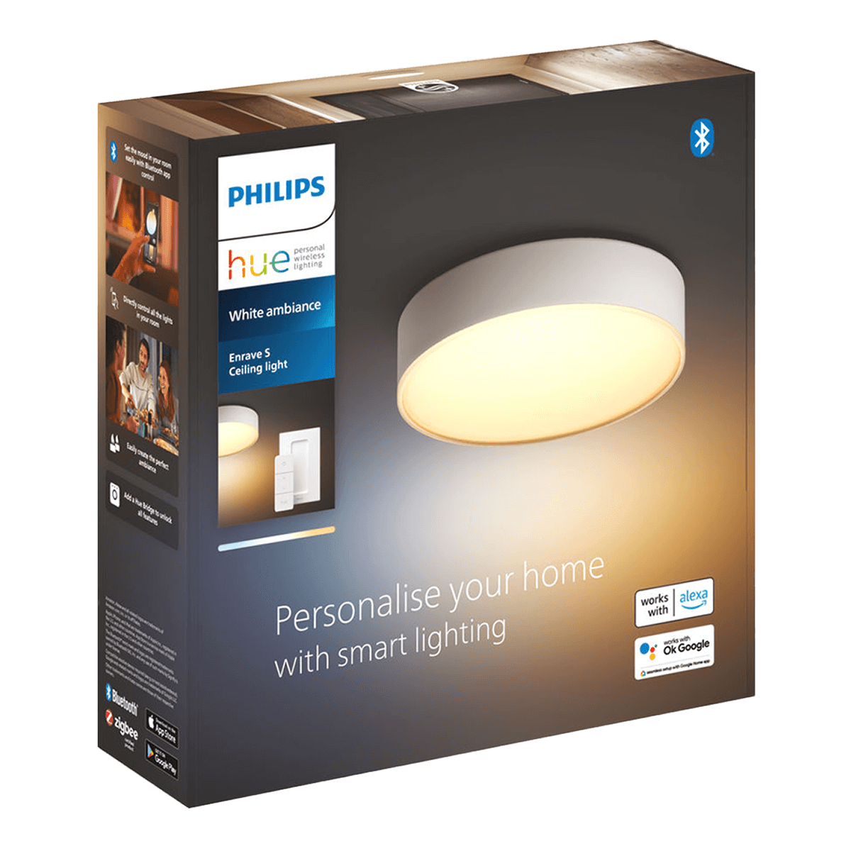 PHILIPS Hue White Ambiance Enrave S Έξυπνο Φωτιστικό Οροφής Λευκό - 3