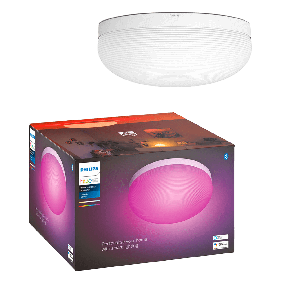 PHILIPS Hue White & Color Ambiance Flourish Φωτιστικό Οροφής Λευκό