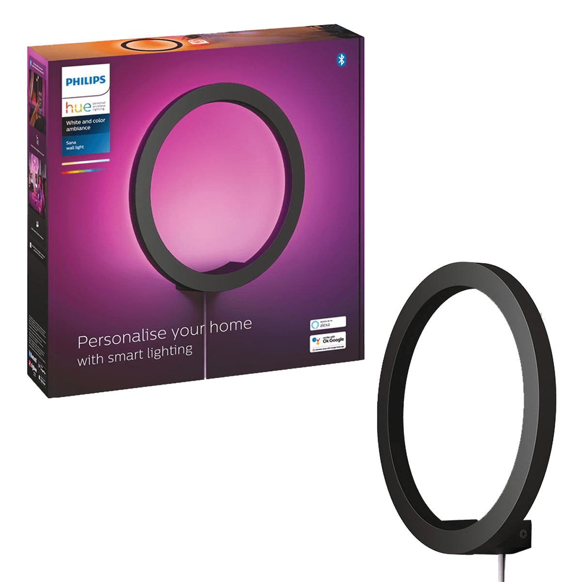 PHILIPS Hue White & Color Ambiance Sana Επιτοίχιο Φωτιστικό Μαύρο