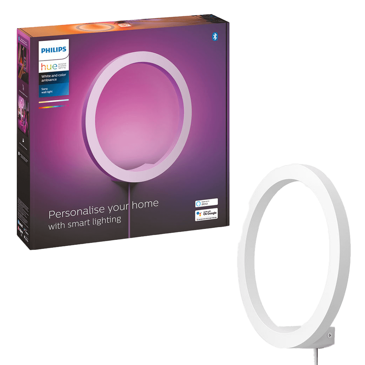 PHILIPS Hue White & Color Ambiance Sana Επιτοίχιο Φωτιστικό Λευκό
