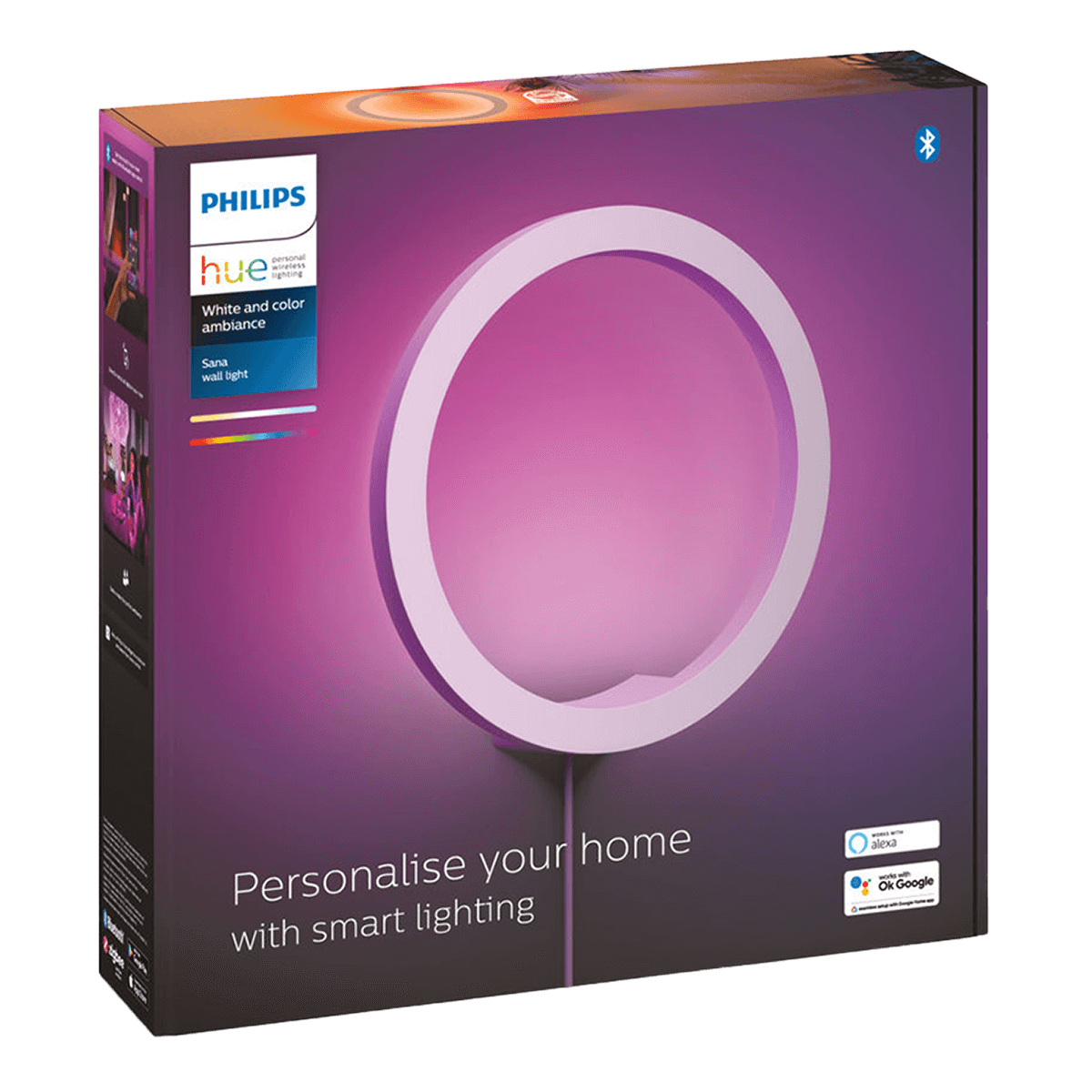 PHILIPS Hue White & Color Ambiance Sana Επιτοίχιο Φωτιστικό Λευκό - 3