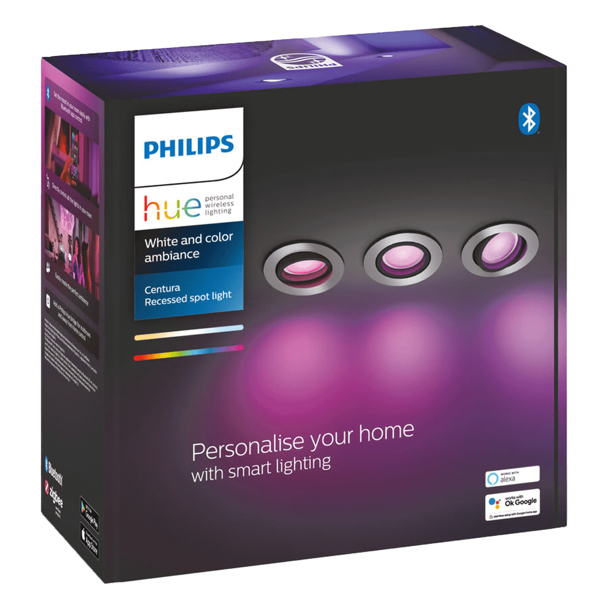 PHILIPS Hue White & Color Ambiance Milliskin Recessed Έξυπνο Σποτ 5.7W (3 Τεμάχια) Ασημί - 2