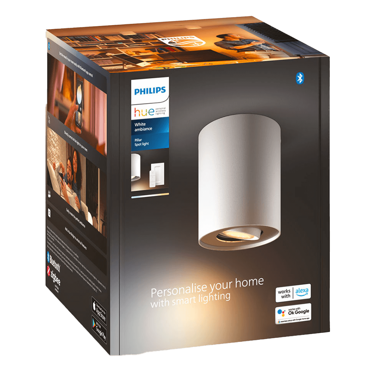 PHILIPS Hue White Ambiance Pillar Μονό Σποτ + Διακόπτης Dimmer 5W Λευκό - 3