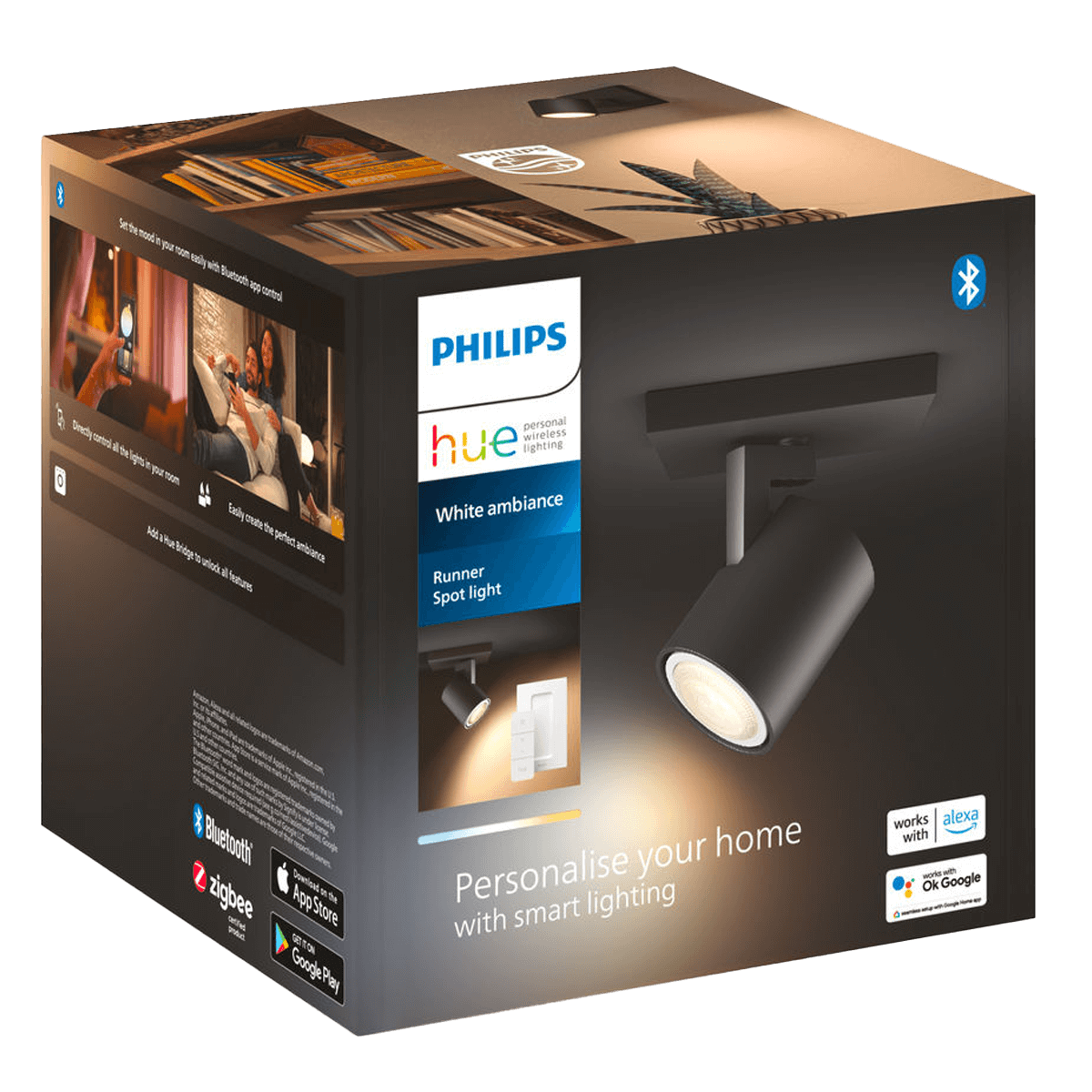 PHILIPS Hue White Ambiance Runner Μονό Σποτ + Διακόπτης Dimmer Μαύρο - 3