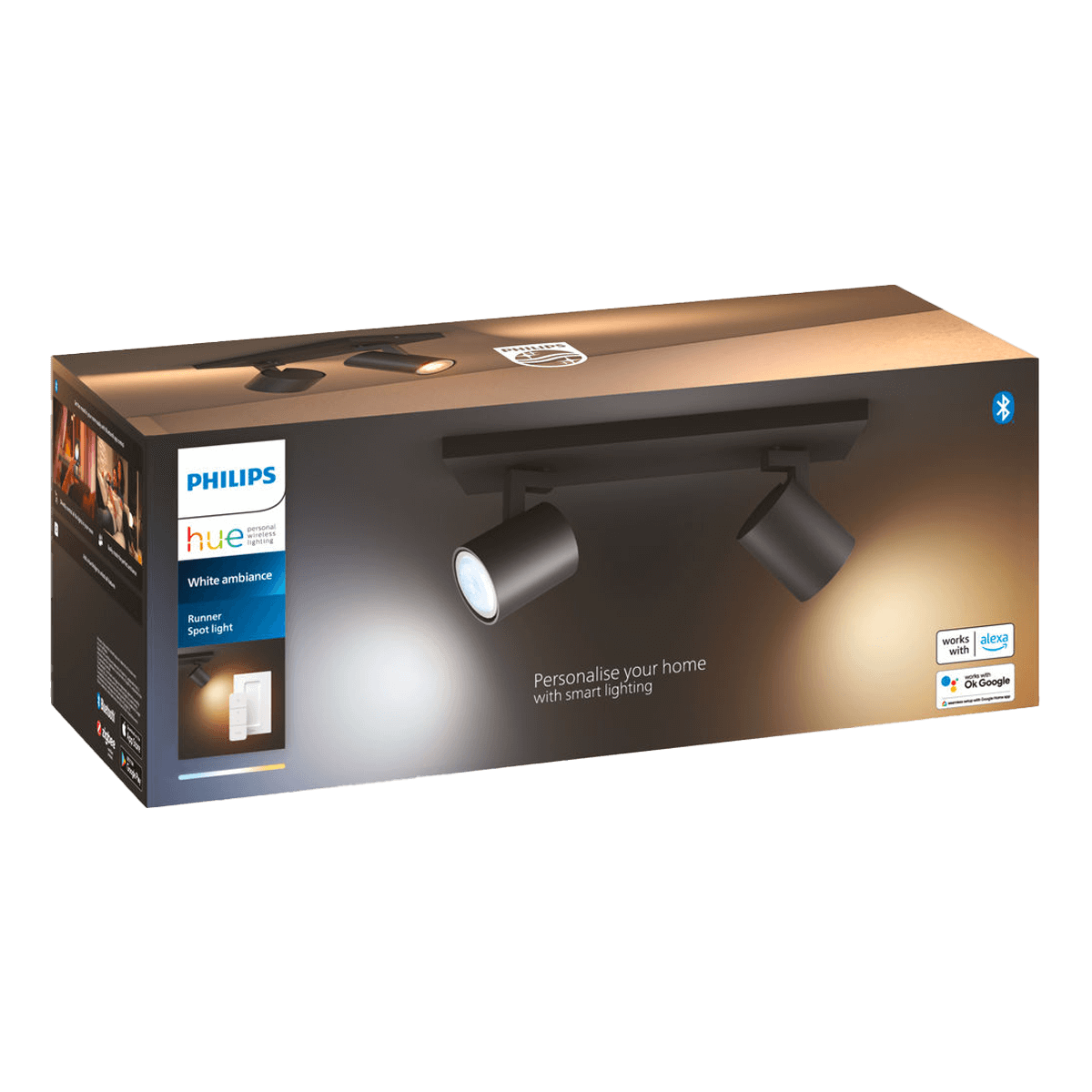 PHILIPS Hue White Ambiance Runner Διπλό  Σποτ + Διακόπτης Dimmer Μαύρο - 3