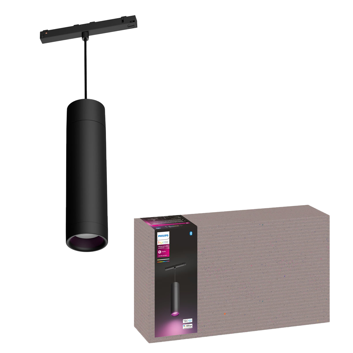 PHILIPS Hue White & Color Ambiance Perifo Κρεμαστό Κυλινδρικό Φωτιστικό Μαύρο
