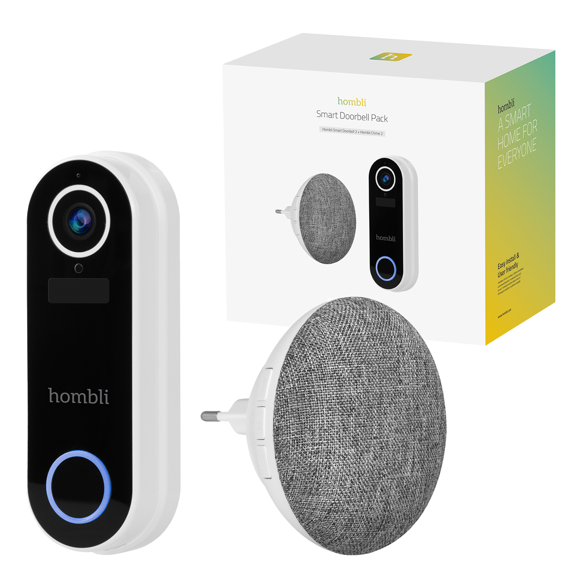 Πακέτο HOMBLI Smart Doorbell 2 + Doorbell Chime 2 Λευκό