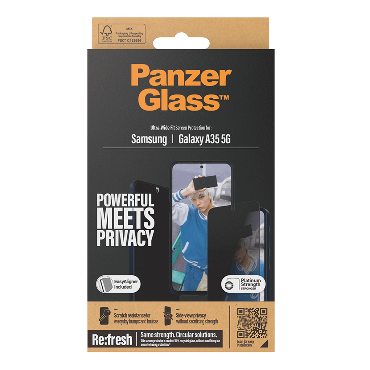 Γυαλί Προστασίας Οθόνης PANZERGLASS Ultra - Wide Fit Privacy για SAMSUNG Galaxy A35 5G - 4