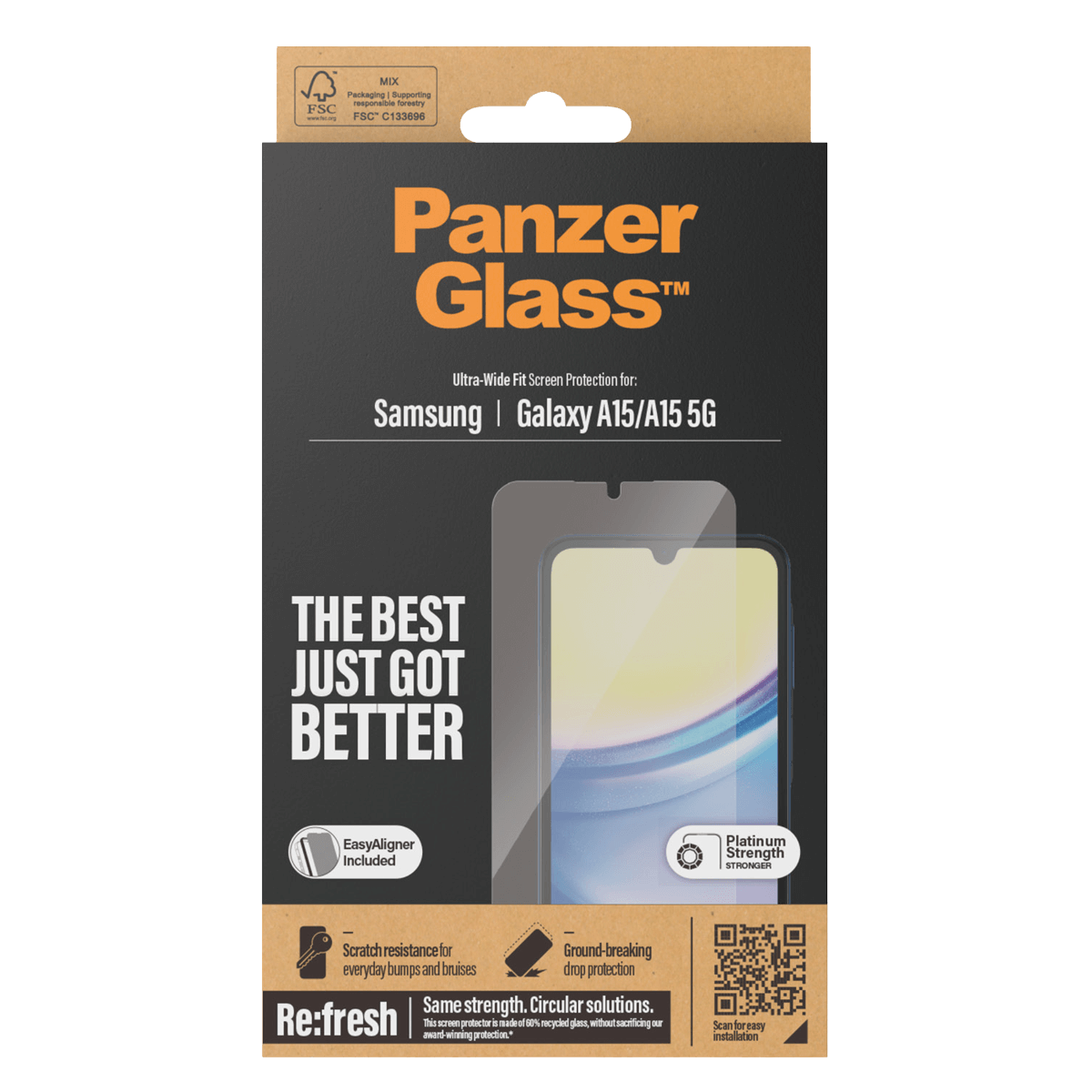 Γυαλί Προστασίας Οθόνης PANZERGLASS Ultra - Wide Fit για SAMSUNG Galaxy A15 4G/ 5G - 2