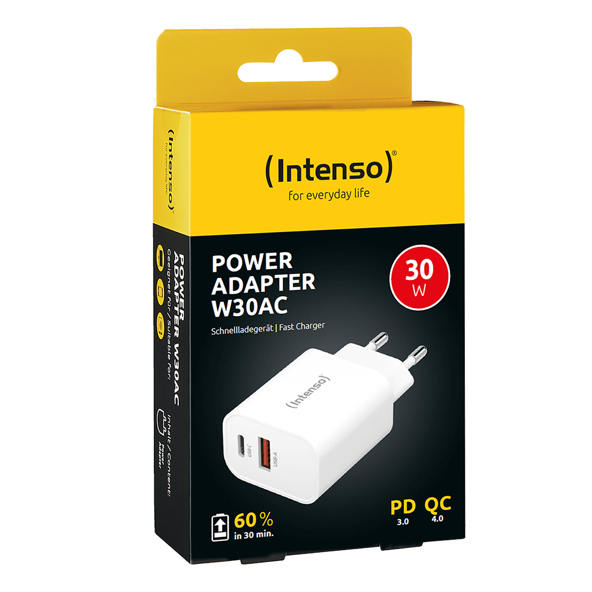 Φορτιστής Ταξιδίου INTENSO Dual USB Type-Α + USB Type-C 30W Λευκό - 3
