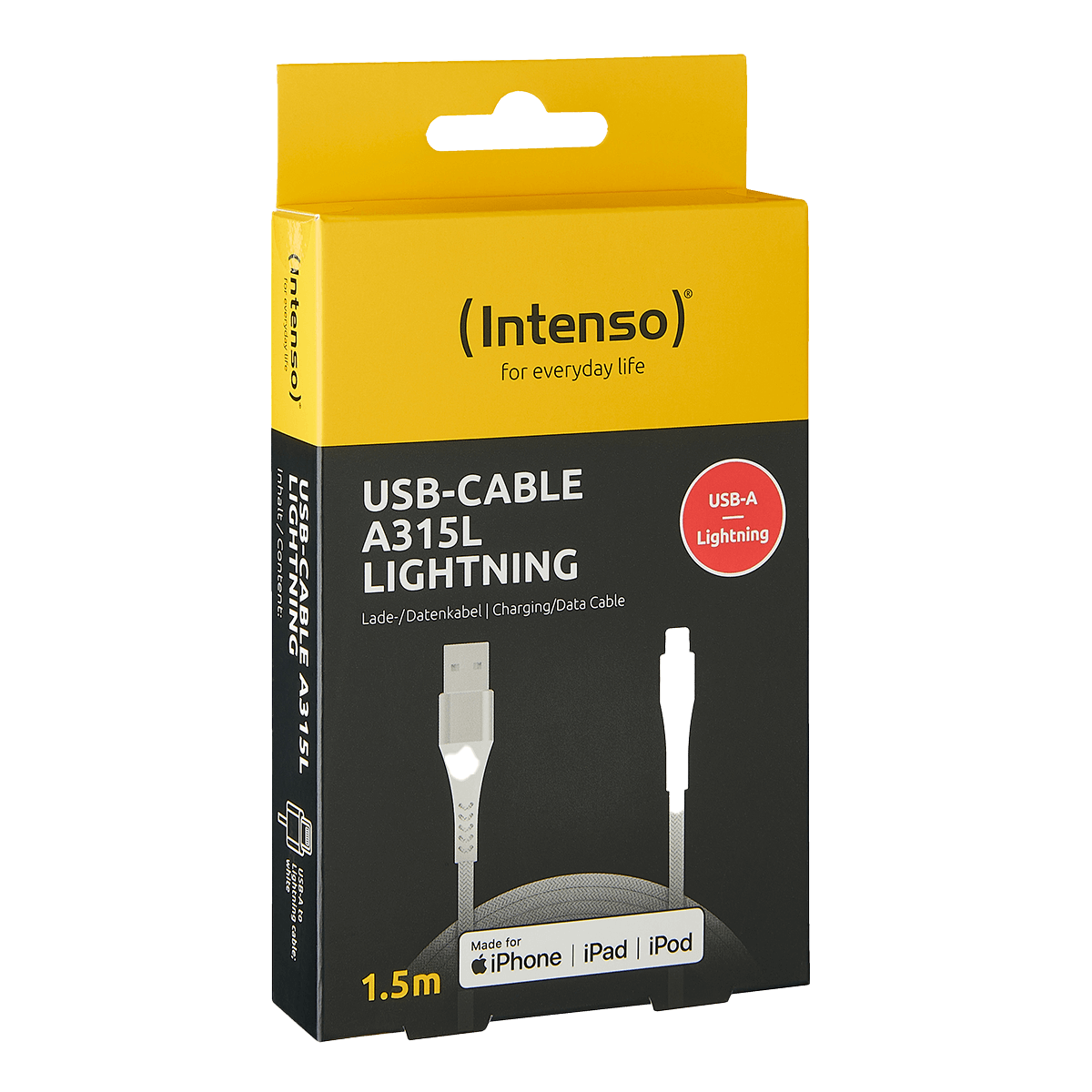 Καλώδιο INTENSO MFI USB Type-Α σε Lightning 12W 1.5 Μέτρα Λευκό - 2