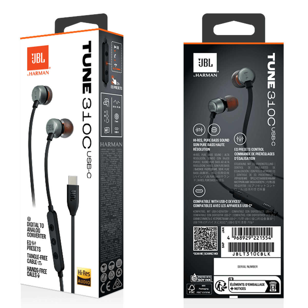 Ενσύρματα Ακουστικά JBL Tune 310C USB Type-C Μαύρα - 5