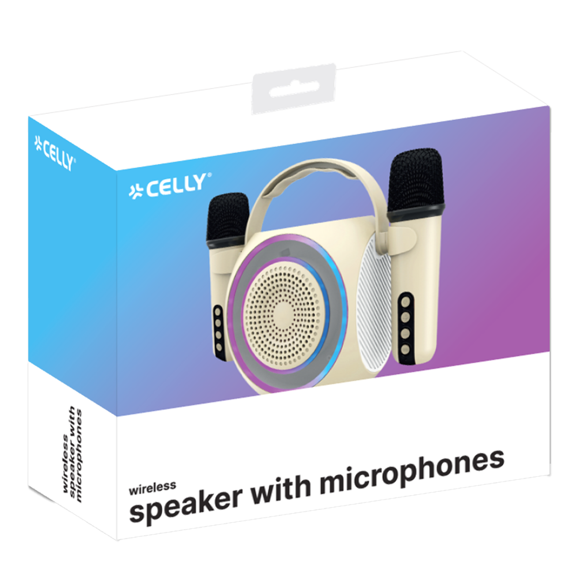 Bluetooth Ηχείο CELLY Μπεζ & 2 Ασύρματα Μικρόφωνα - 5