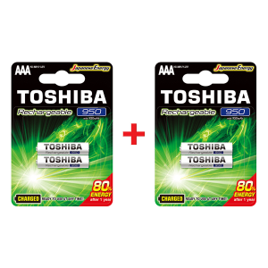 Πακέτο Επαναφορτιζόμενες Μπαταρίες TOSHIBA ΑΑΑ 950mAh (2 + 2 Τεμάχια)