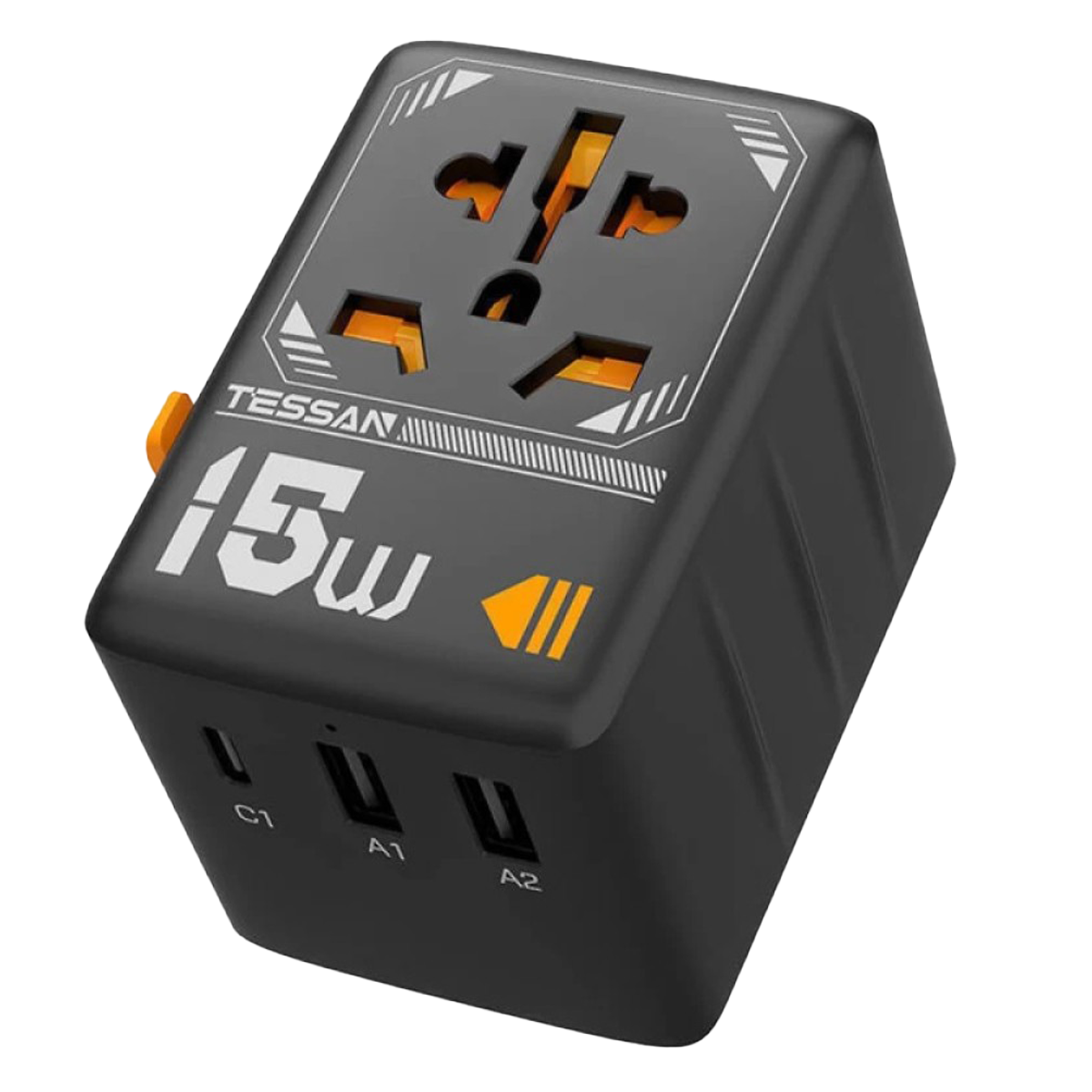 Universal Αντάπτορας Ταξιδίου TESSAN 15W Μαύρο