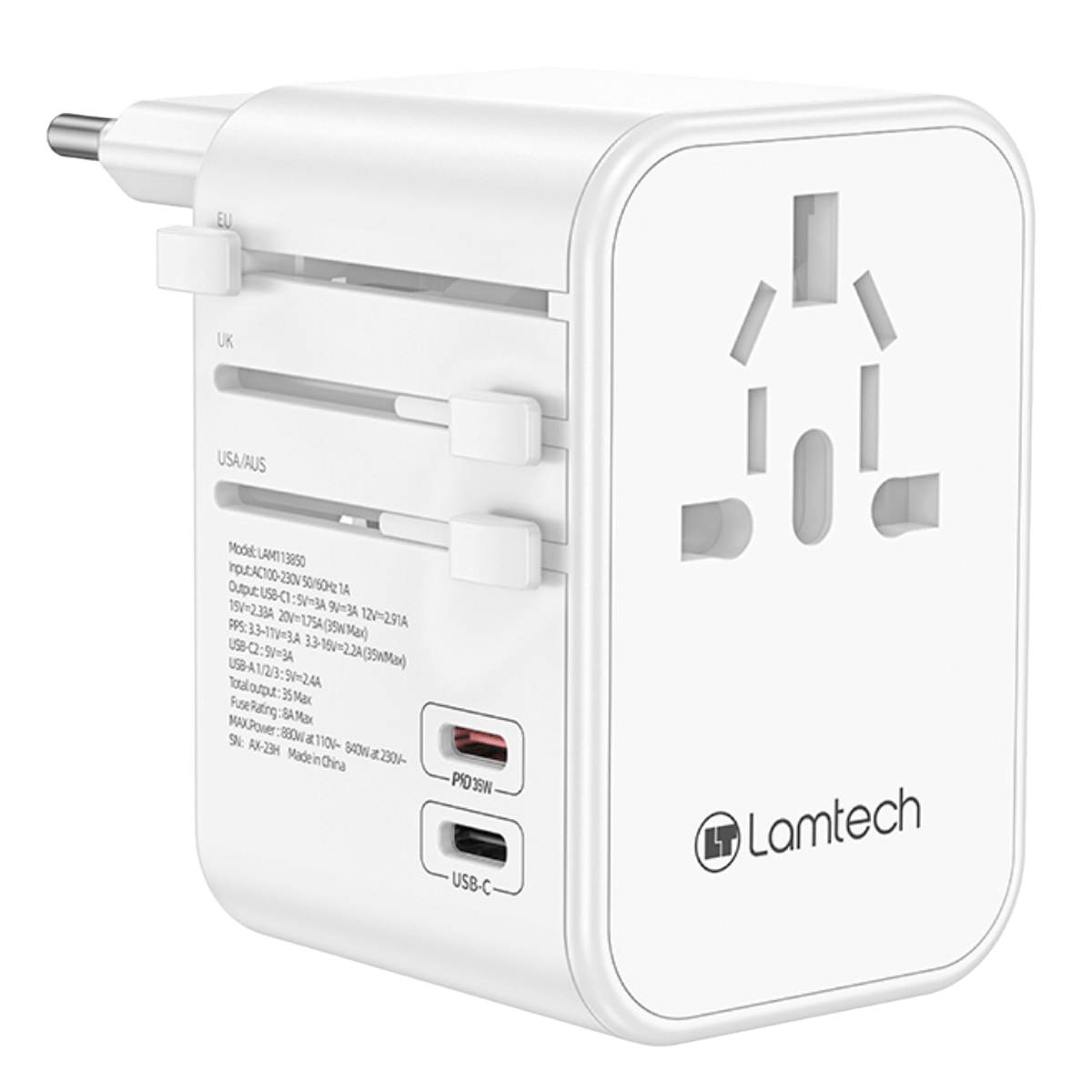 Universal Αντάπτορας Ταξιδίου LAMTECH 35W Λευκό