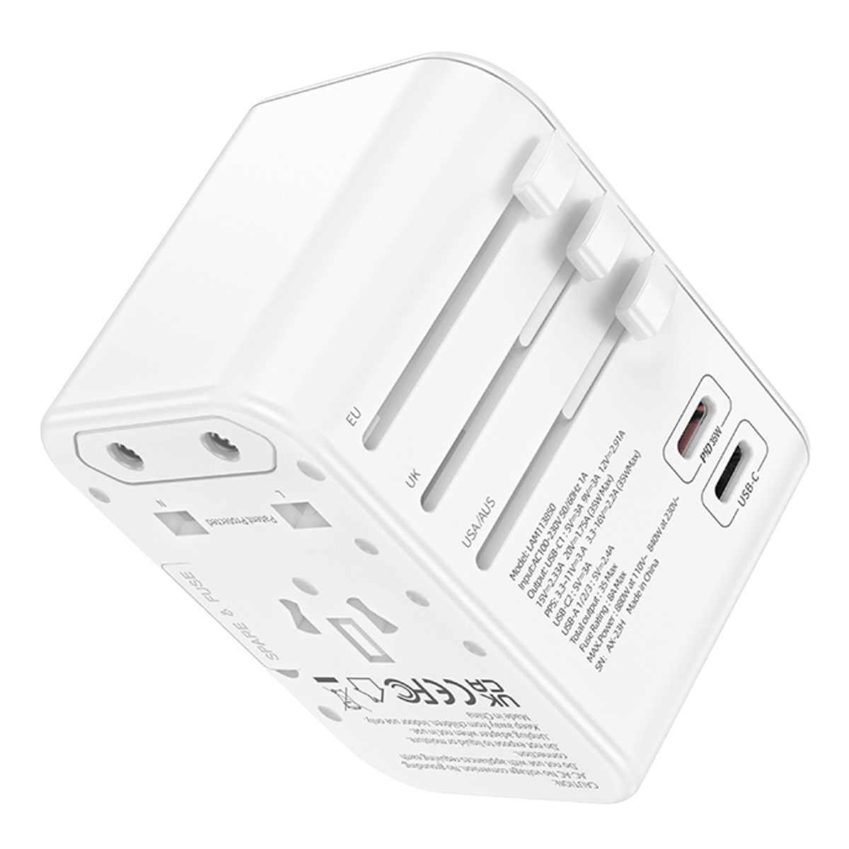 Universal Αντάπτορας Ταξιδίου LAMTECH 35W Λευκό - 4