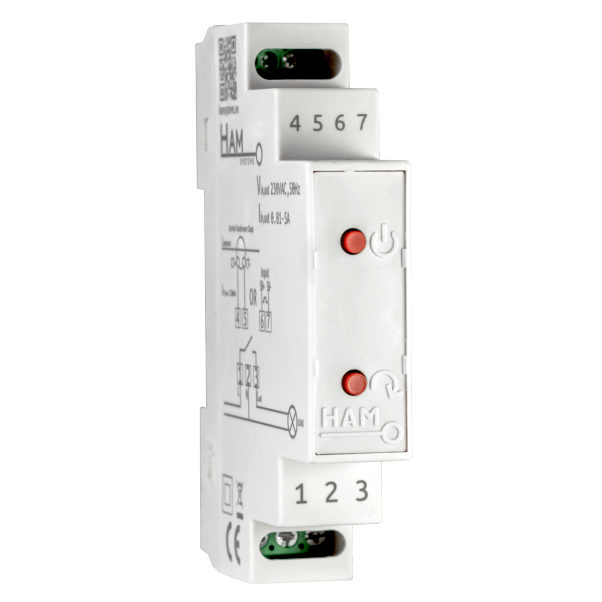 HAM SYSTEMS DinSwitchM Wi-Fi Μονοφασικός Μετρητής Ρεύματος Ράγας με Διακόπτη και Μ/ Τ 80A - 3