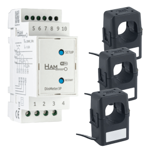 HAM SYSTEMS DinMeter3P Wi-Fi Τριφασικός Μετρητής και Αναλυτής Ρεύματος Ράγας με Μ/Τ 3x300A