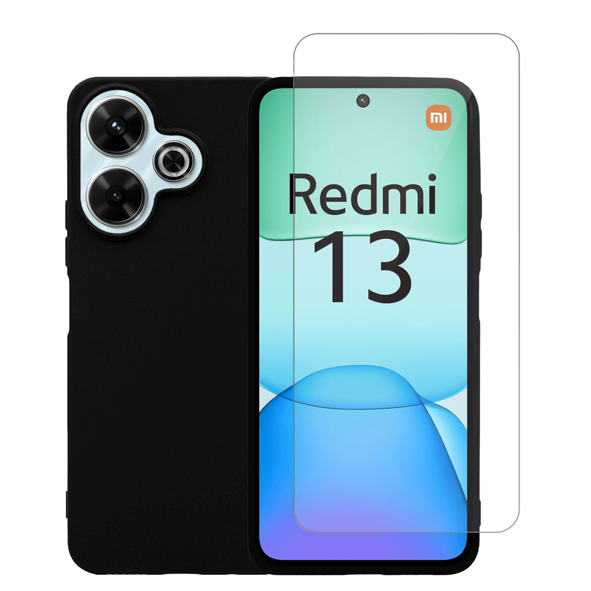 Θήκη Matte + Γυαλί Προστασίας Οθόνης COSY για XIAOMI Redmi 13 4G Μαύρη