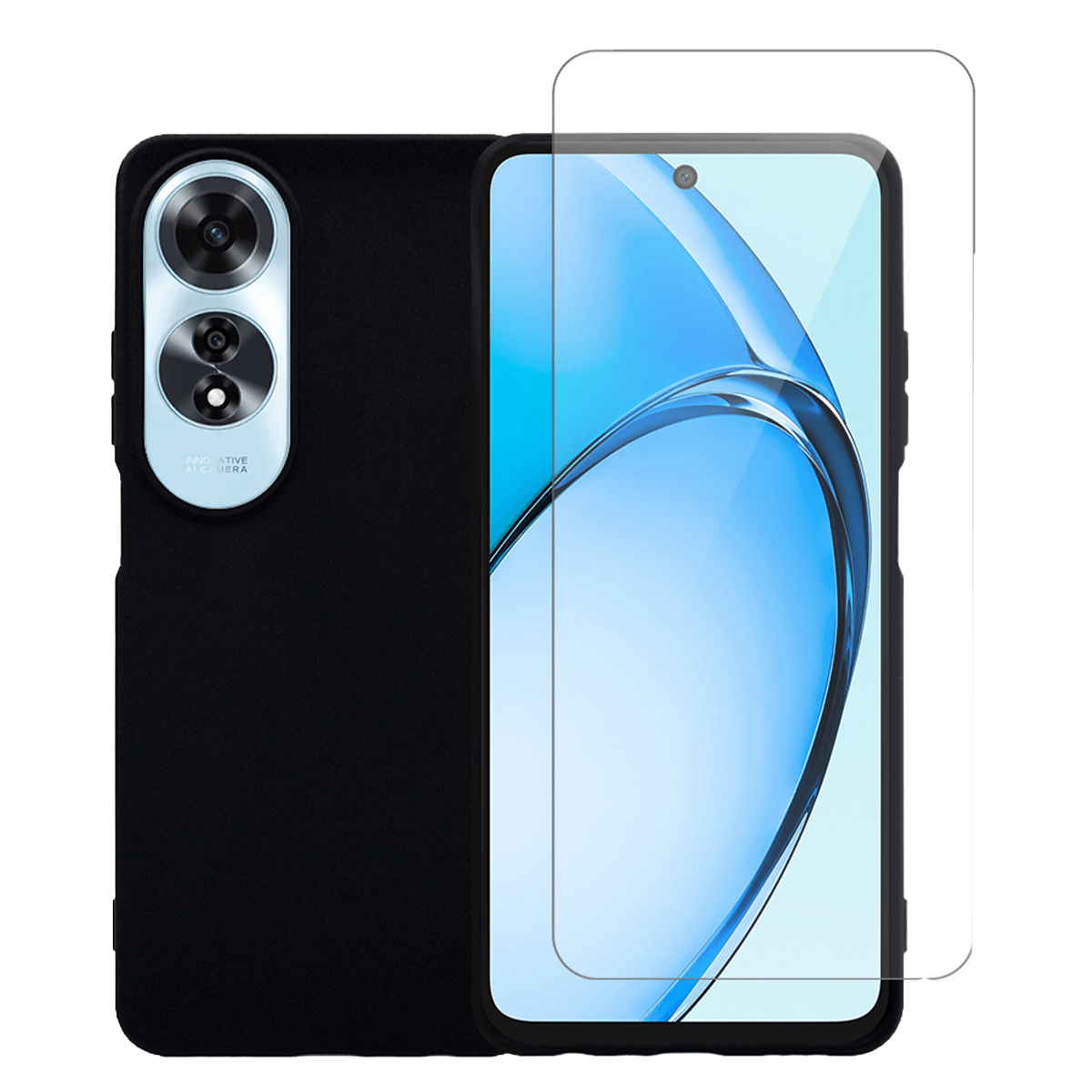 Θήκη Matte + Γυαλί Προστασίας Οθόνης COSY για OPPO A60 4G Μαύρη