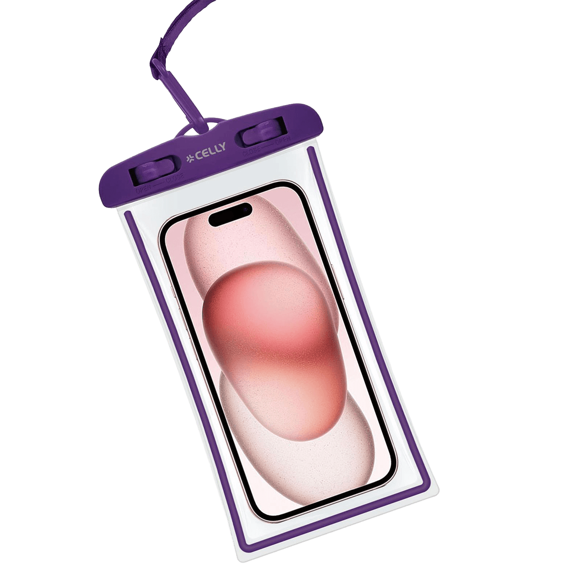 Universal Αδιάβροχη Θήκη CELLY για Smartphone έως 7'' Μωβ - 3