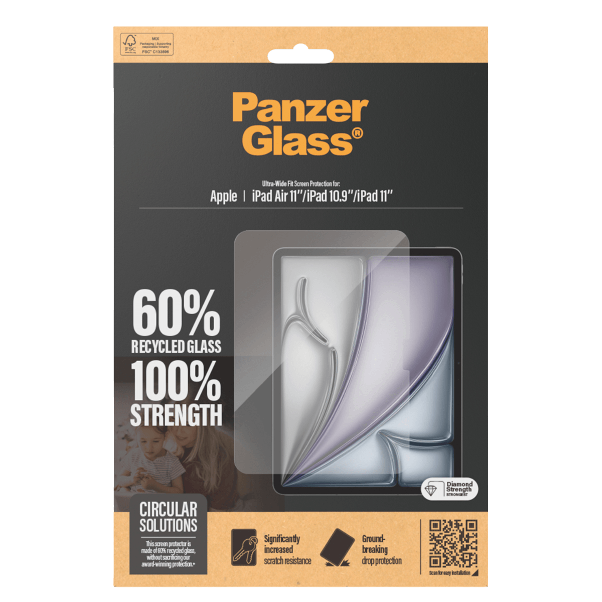 Γυαλί Προστασίας Οθόνης PANZERGLASS Ultra - Wide Fit για iPad Air 11'' (M3)/ iPad 11'' (3rd Gen) - 4