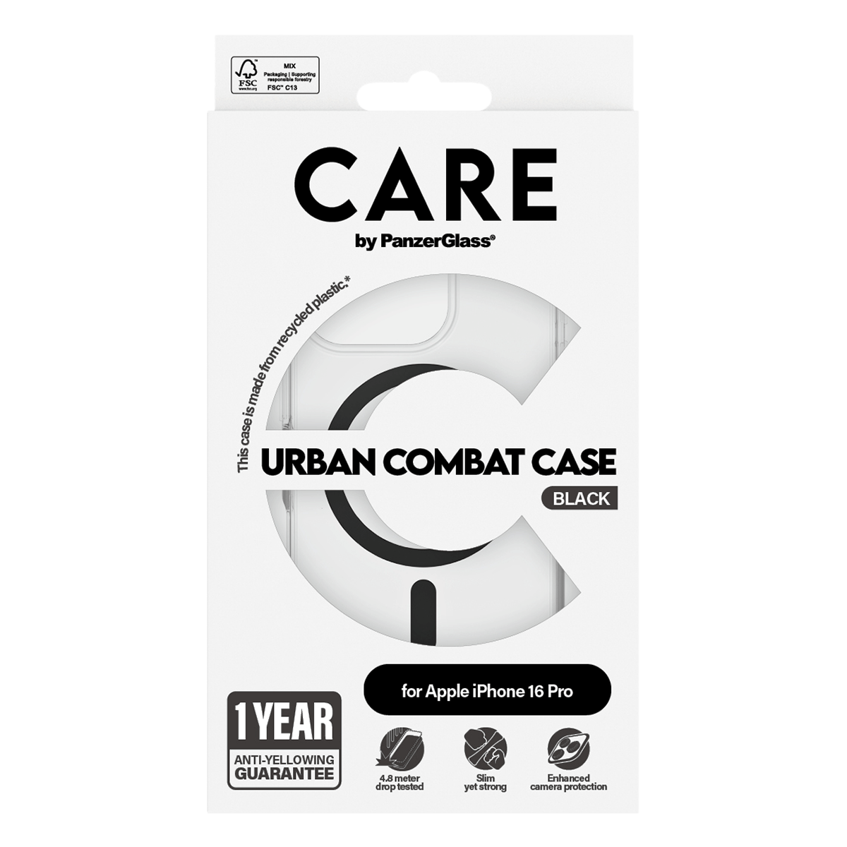 Διάφανη Θήκη Flagship CARE by Panzerglass Urban Combat με Black MagSafe για iPhone 16 Pro - 3