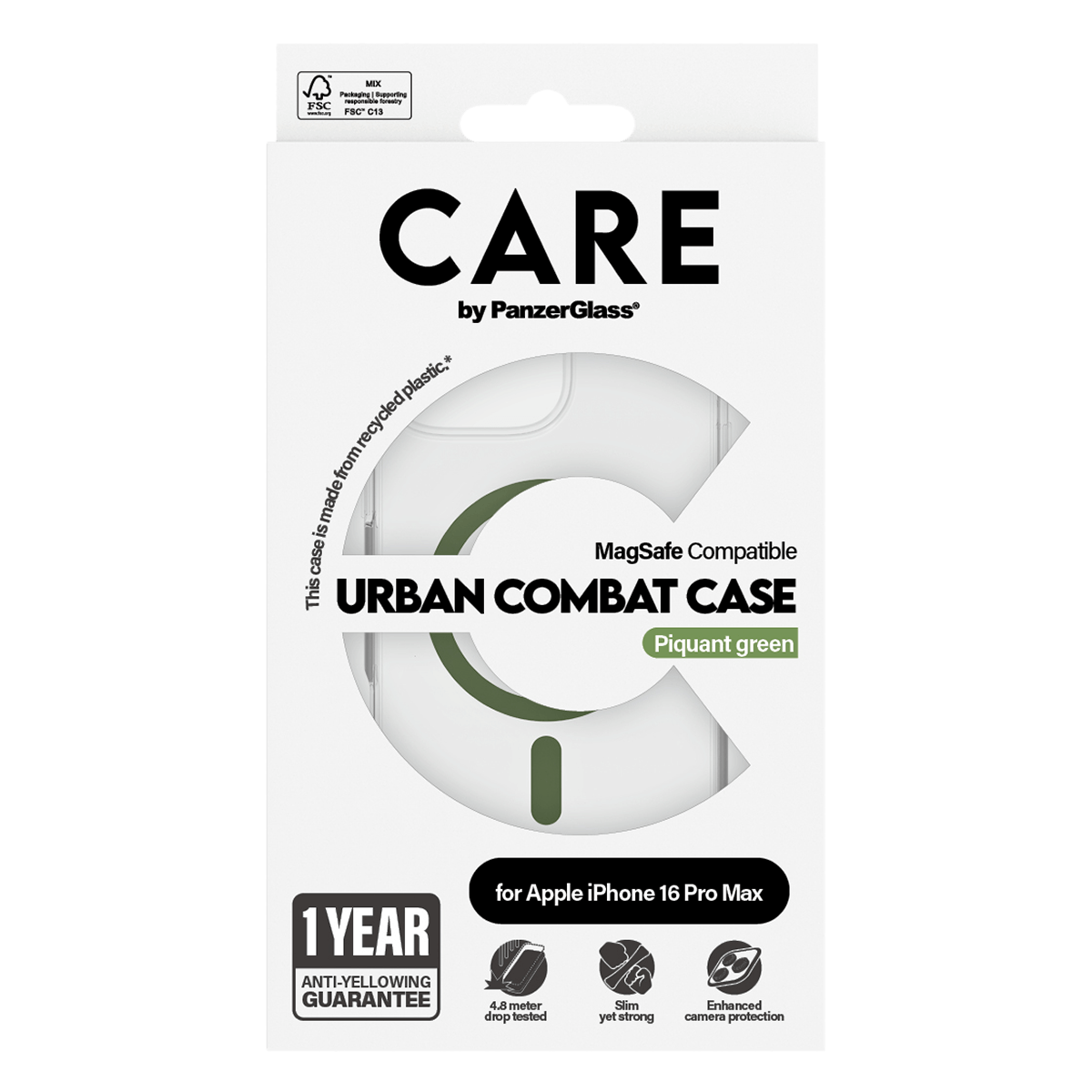 Διάφανη Θήκη Flagship CARE by Panzerglass Urban Combat με Green MagSafe για iPhone 16 Pro Max - 3