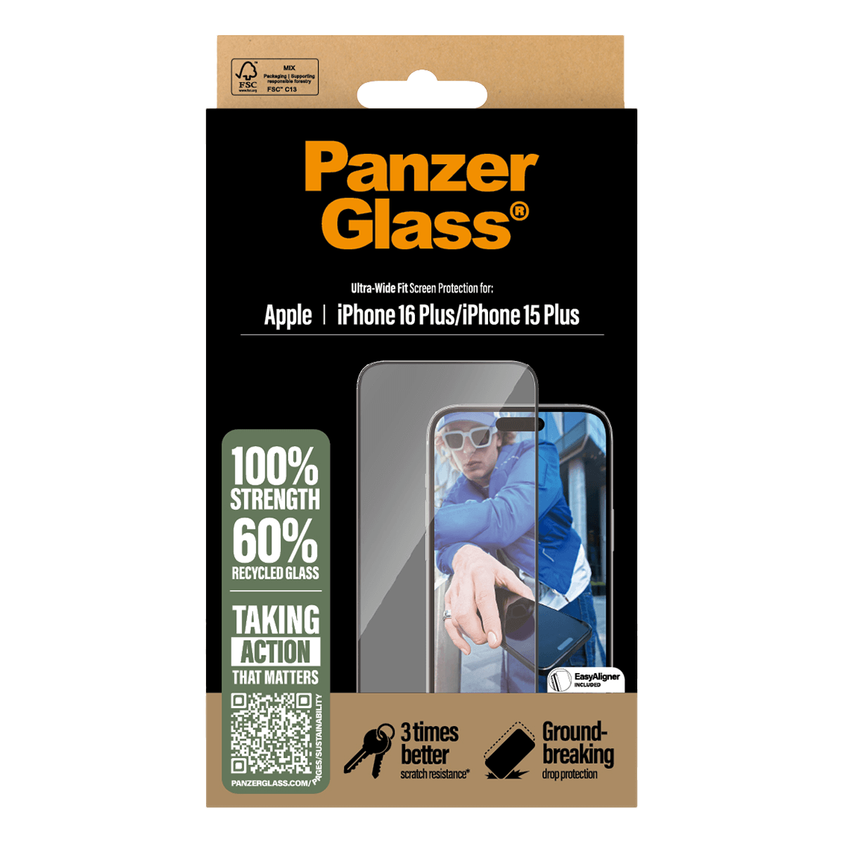 Γυαλί Προστασίας Οθόνης με Πλαίσιο PANZERGLASS Ultra - Wide Fit για iPhone 16 Plus/ iPhone 15 Plus - 3