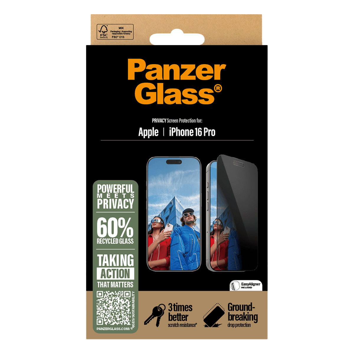 Γυαλί Προστασίας Οθόνης PANZERGLASS Ultra - Wide Fit Privacy για iPhone 16 Pro - 2