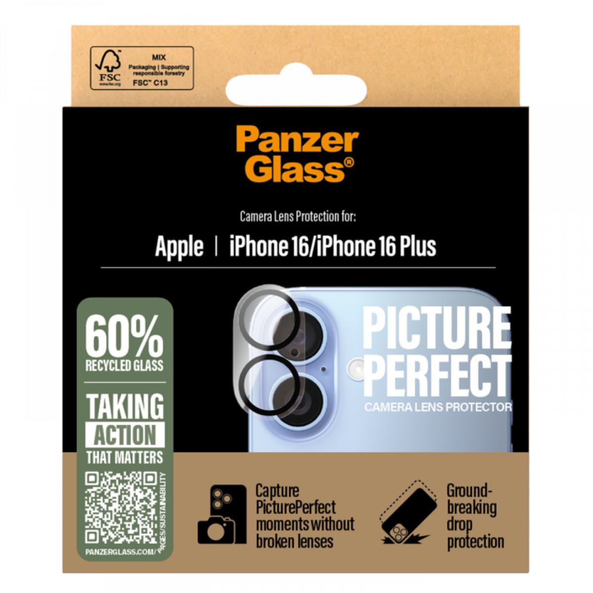 Γυαλί Προστασίας Κάμερας PANZERGLASS Case Friendly Picture Perfect για iPhone 16/ 16 Plus - 3