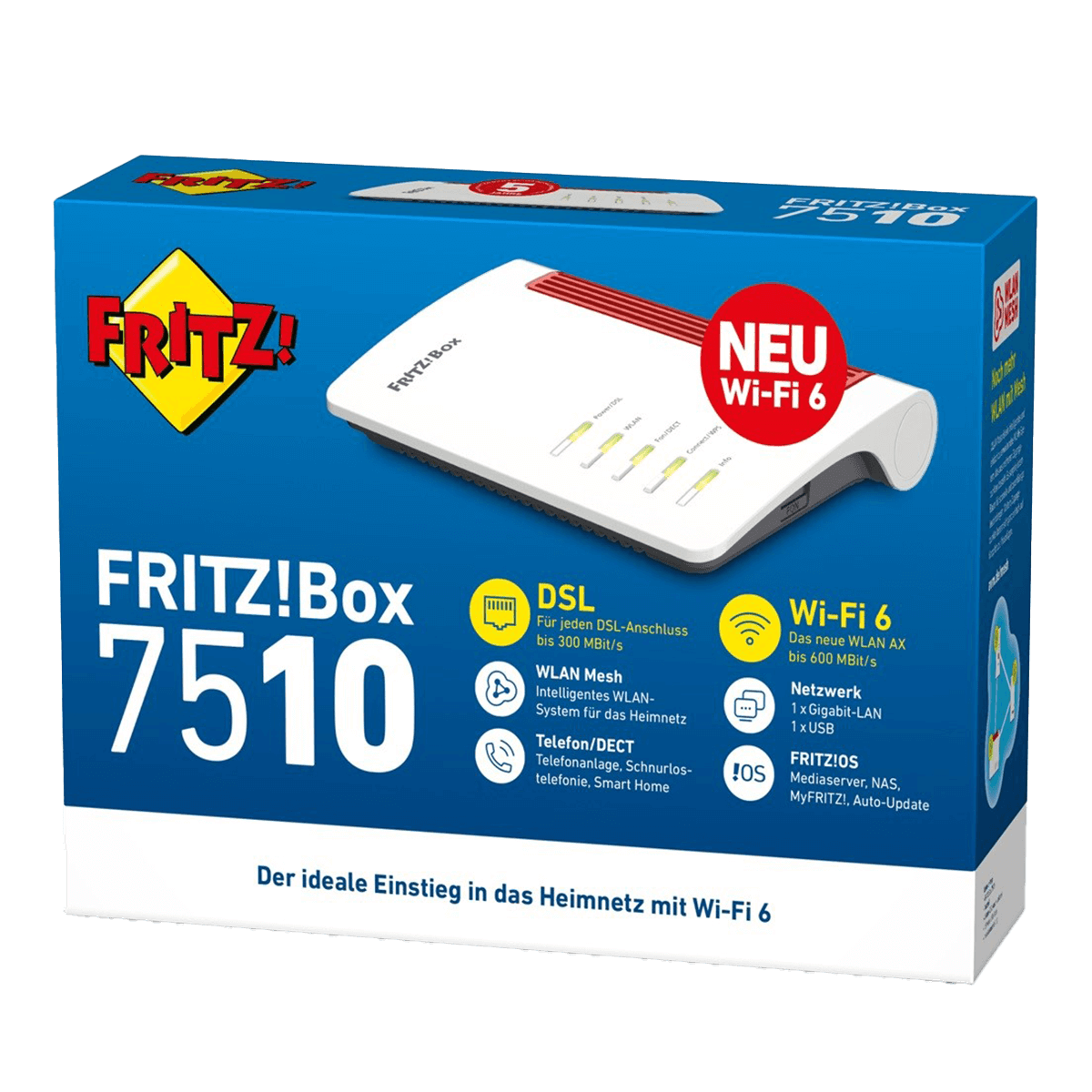 FRITZ!BOX 7510 Wi-Fi 6 INTL Modem/Router - 4