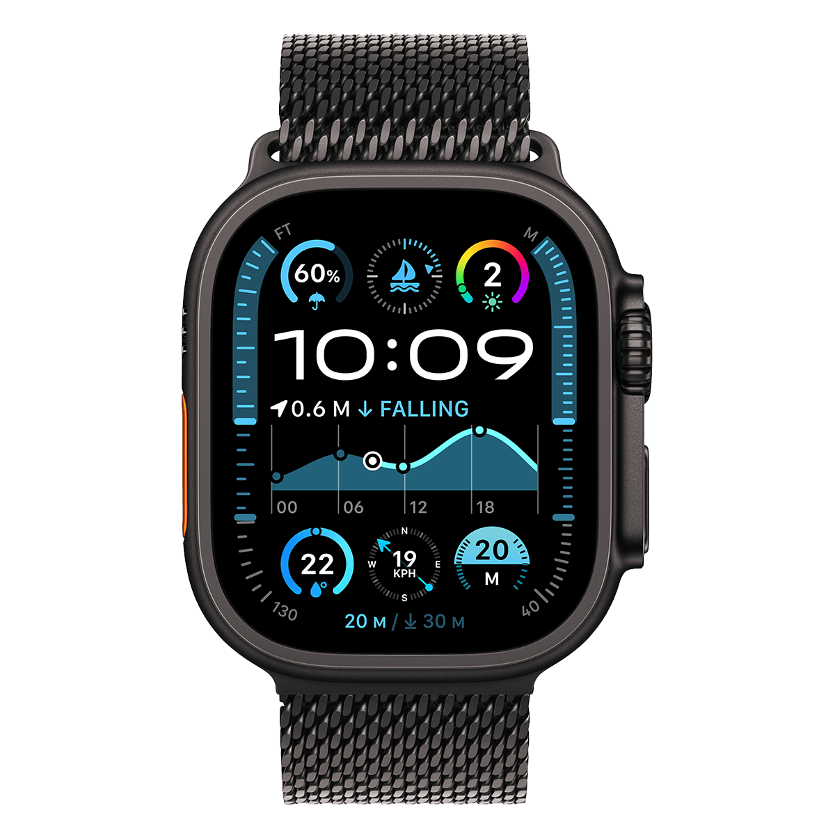 APPLE Watch Ultra 2 49mm Black Titanium με Black Milanese Loop Small Smartwatch - 2