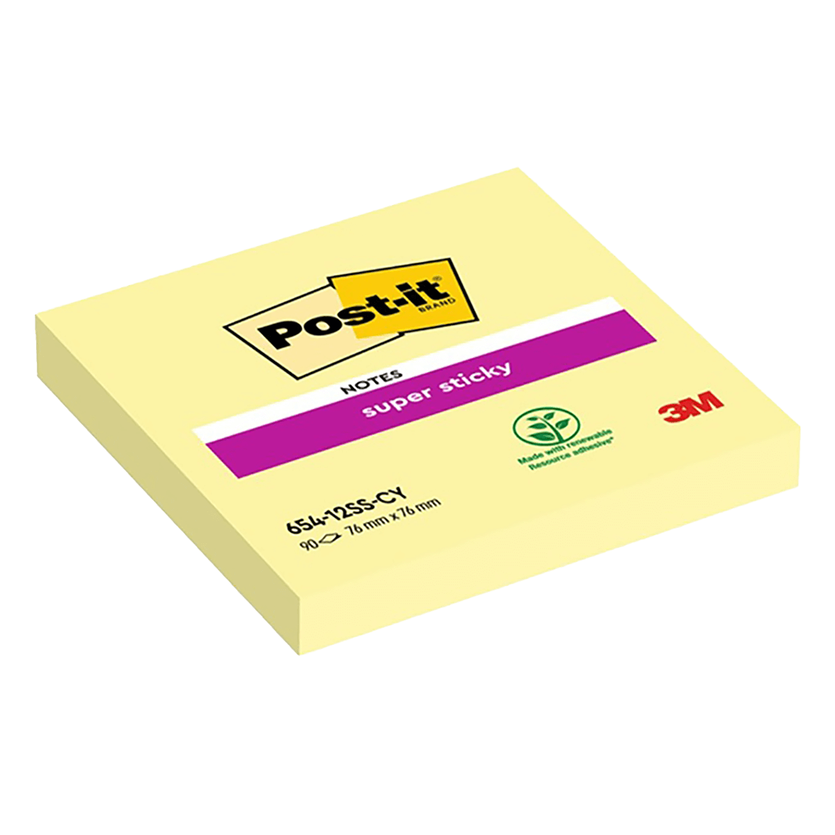 Χαρτάκια Σημειώσεων POST IT Super Sticky 654-12SS-CY 76x76mm Κίτρινο