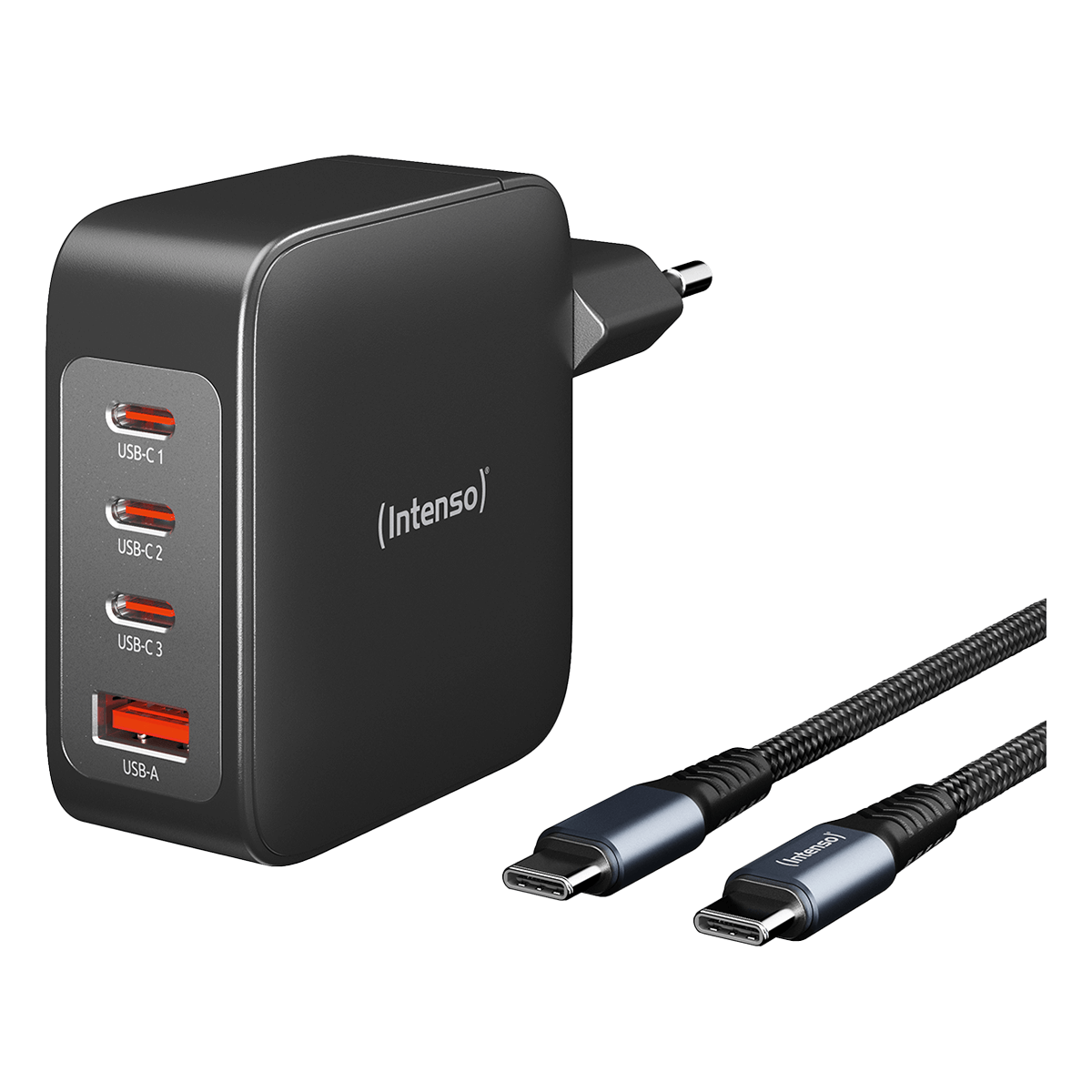 Φορτιστής Ταξιδίου INTENSO W140A3C με 4 Θύρες + Καλώδιο USB Type-C σε USB Type-C 140W Μαύρο