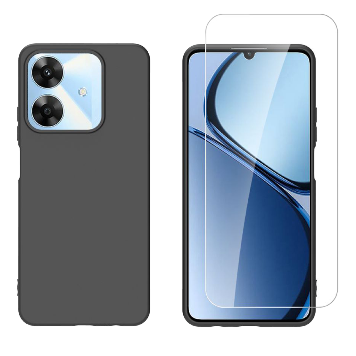 Θήκη Matte + Γυαλί Προστασίας Οθόνης COSY για Realme C61/ Realme C63/ XIAOMI Redmi Note 60 Μαύρη