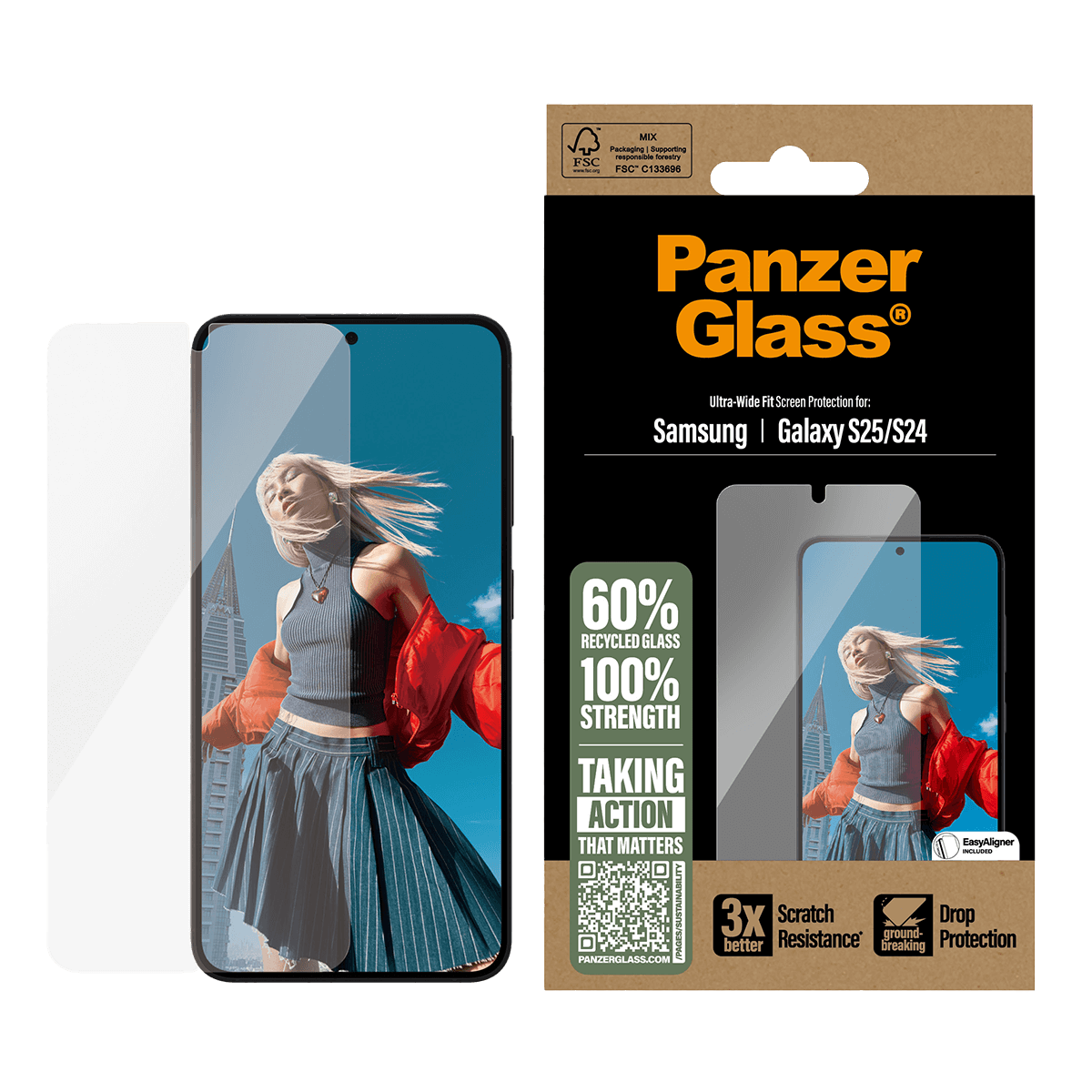 Γυαλί Προστασίας Οθόνης PANZERGLASS Ultra - Wide Fit για SAMSUNG Galaxy S25/ S24