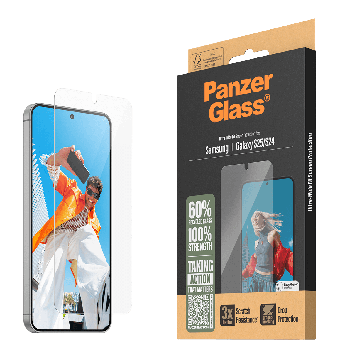 Γυαλί Προστασίας Οθόνης PANZERGLASS Ultra - Wide Fit για SAMSUNG Galaxy S25/ S24 - 3